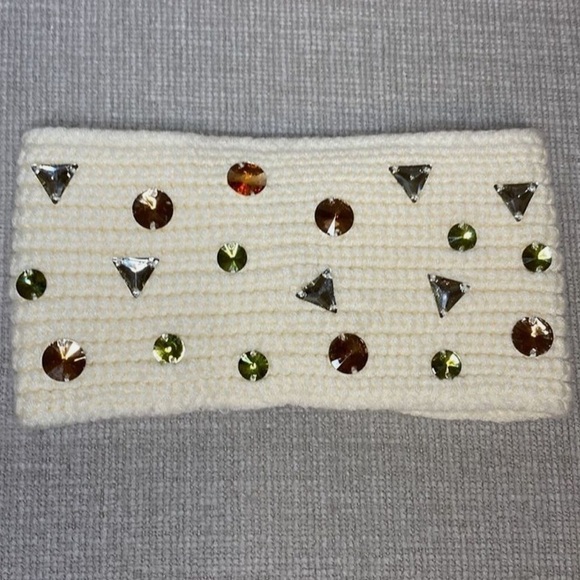 NWOT Anthropologie Lele Sadoughie Misha Embellished Cream Headband, One size - Picture 2 of 8